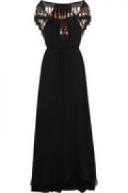 Tasseled silk-chiffon maxi dress at The Outnet